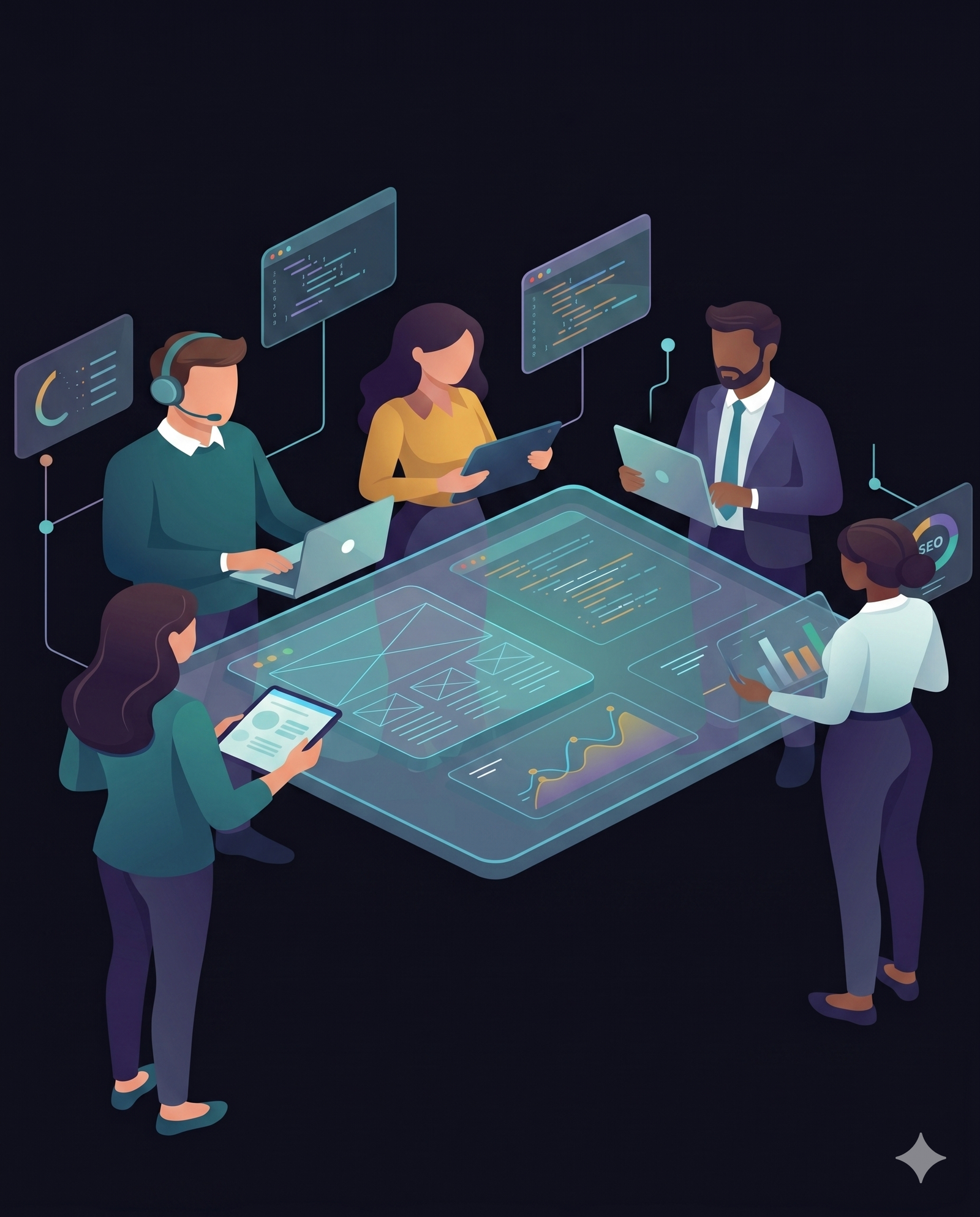 Media Mosiac web development team working on custom website design in Delhi